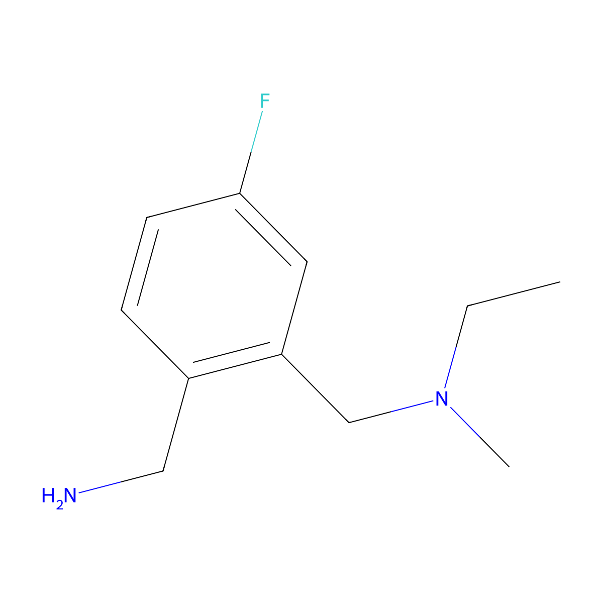 1-(2-((Ethyl(methyl)amino)methyl)-4-fluorophenyl)methanamine molecular structure, CAS 1341080-03-2