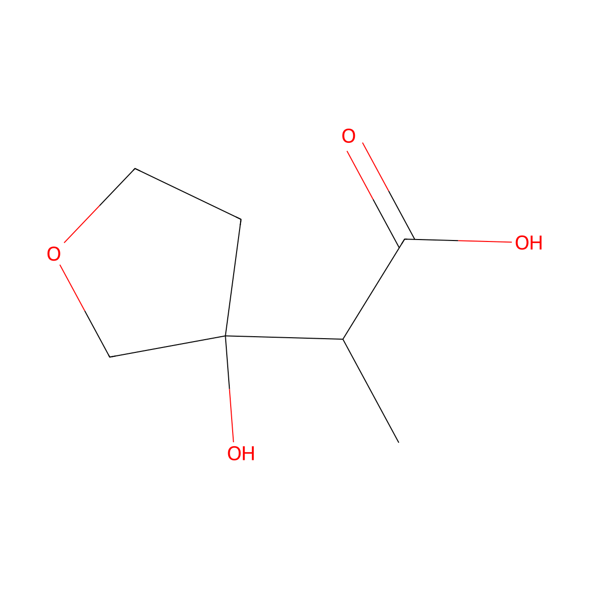 2-(3-Hydroxyoxolan-3-yl)propanoic acid molecular structure, CAS 1341080-40-7