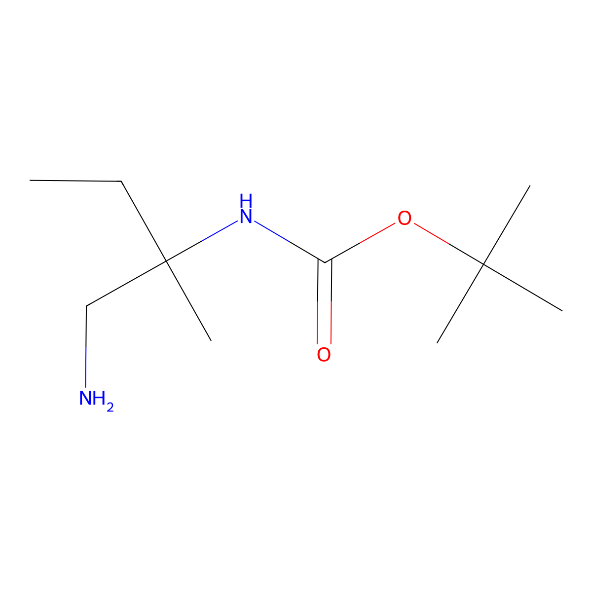 tert-butyl N-(1-amino-2-methylbutan-2-yl)carbamate molecular structure, CAS 1341080-55-4