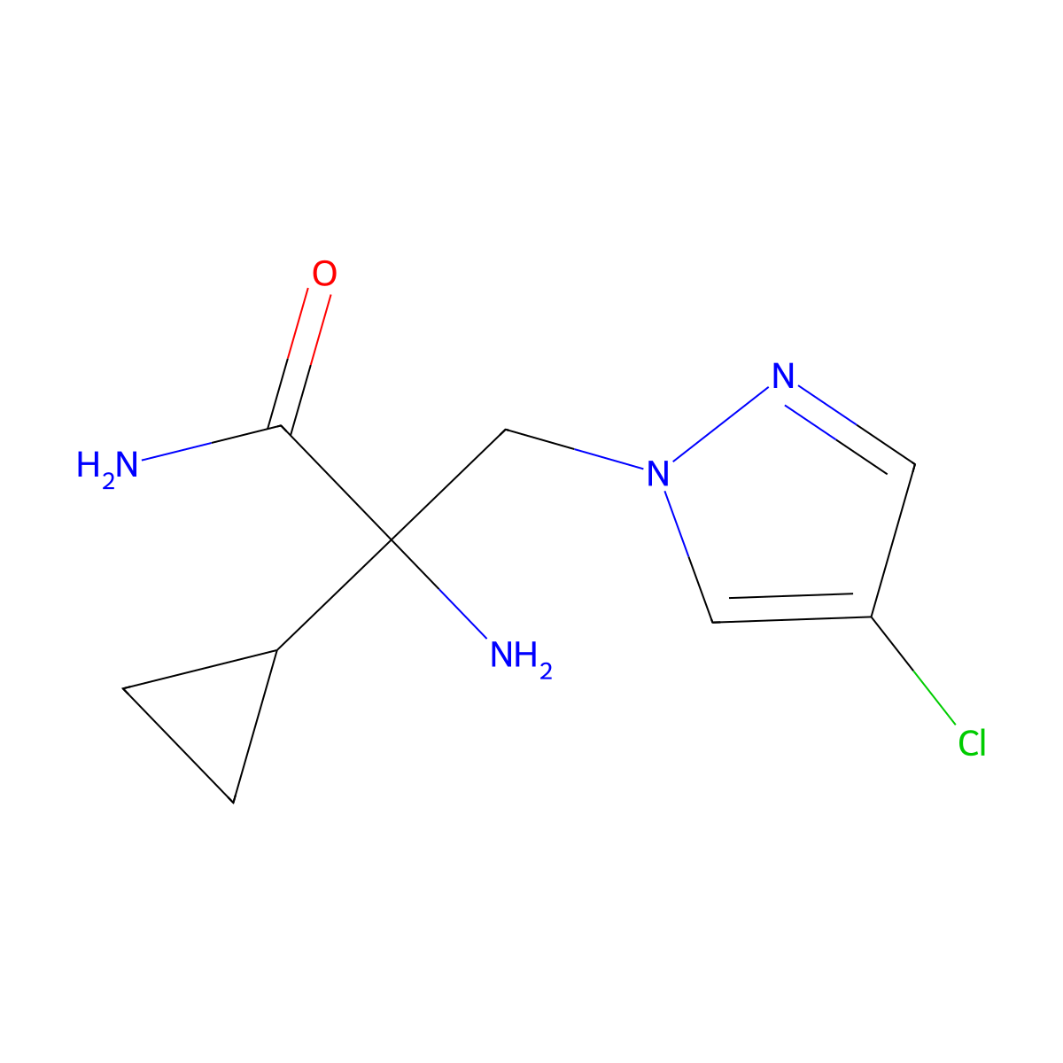 2-Amino-3-(4-chloro-1h-pyrazol-1-yl)-2-cyclopropylpropanamide molecular structure, CAS 1341083-79-1