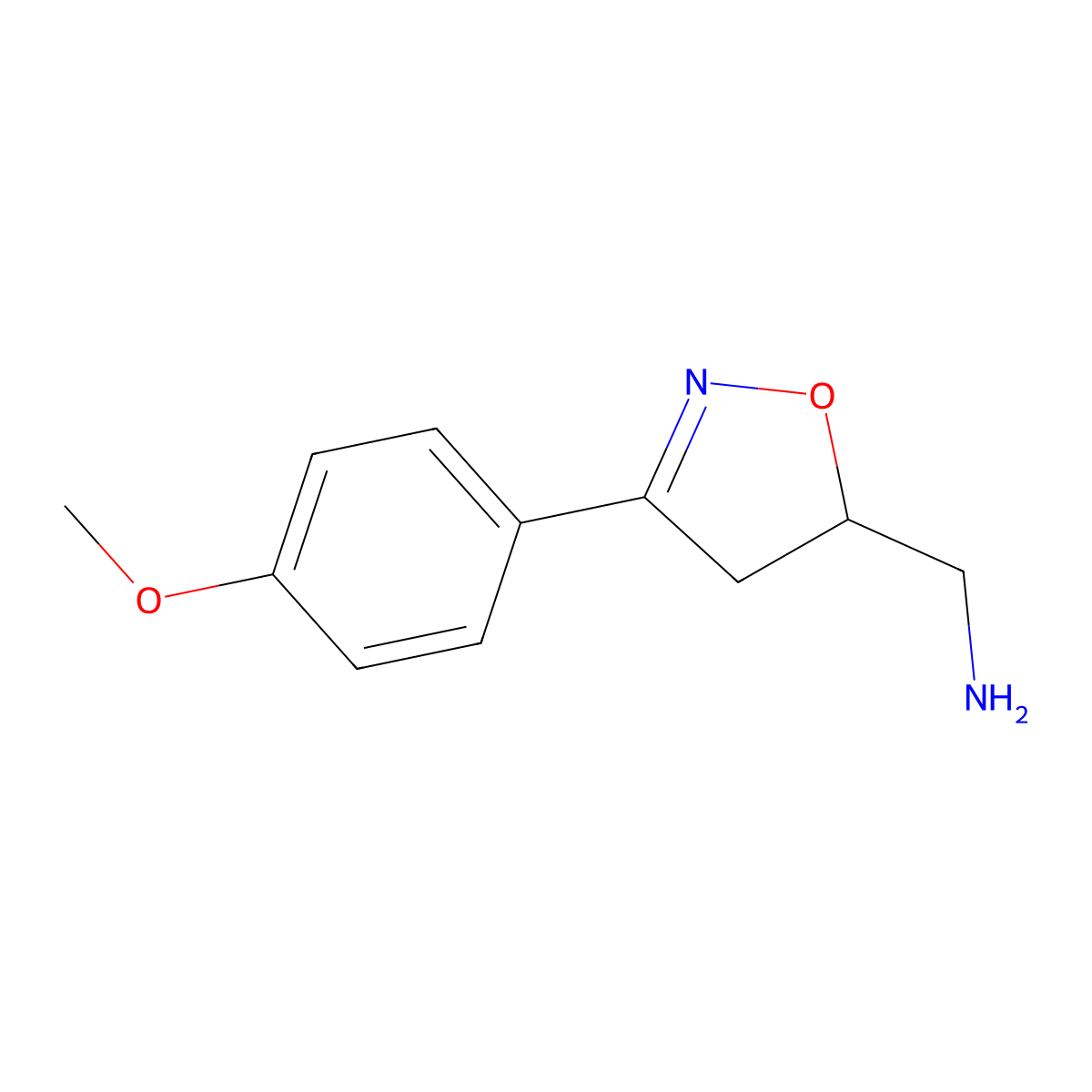 (3-(4-Methoxyphenyl)-4,5-dihydroisoxazol-5-yl)methanamine molecular structure, CAS 1341094-52-7