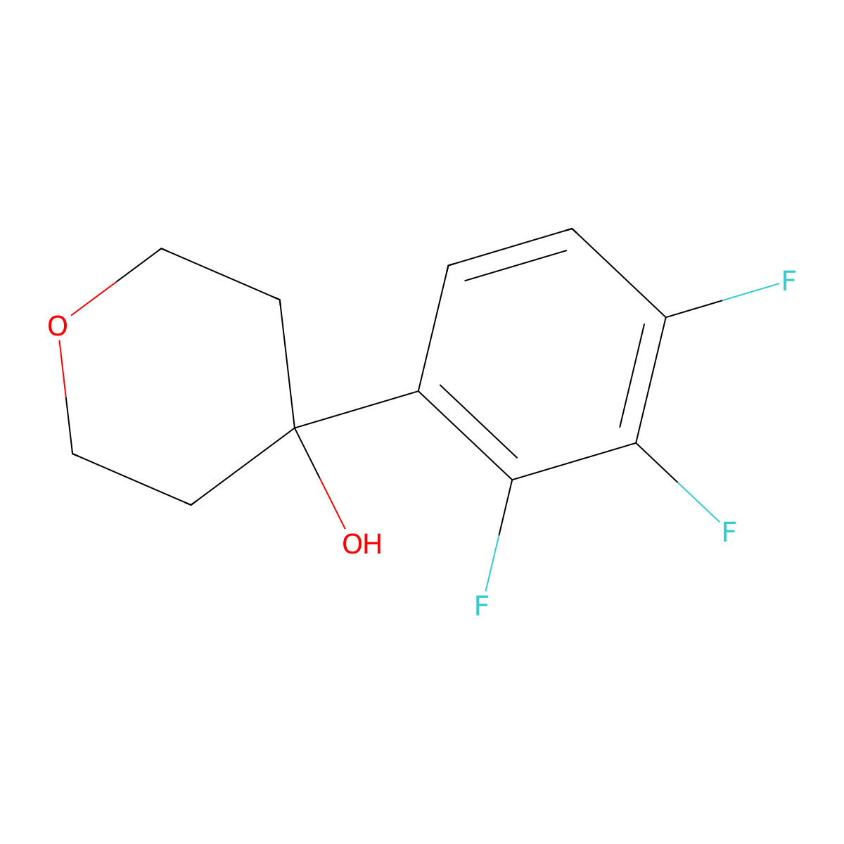 4-(2,3,4-trifluorophenyl)tetrahydro-2H-pyran-4-ol molecular structure, CAS 1341096-77-2