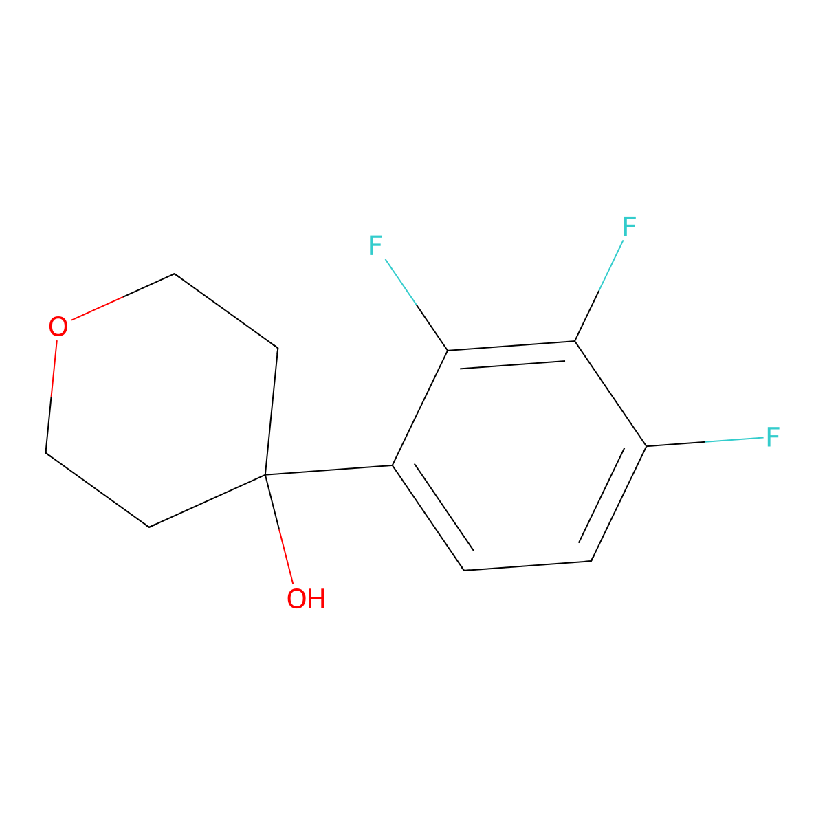 4-(2,3,4-trifluorophenyl)tetrahydro-2H-pyran-4-ol molecular structure, CAS 1341096-77-2