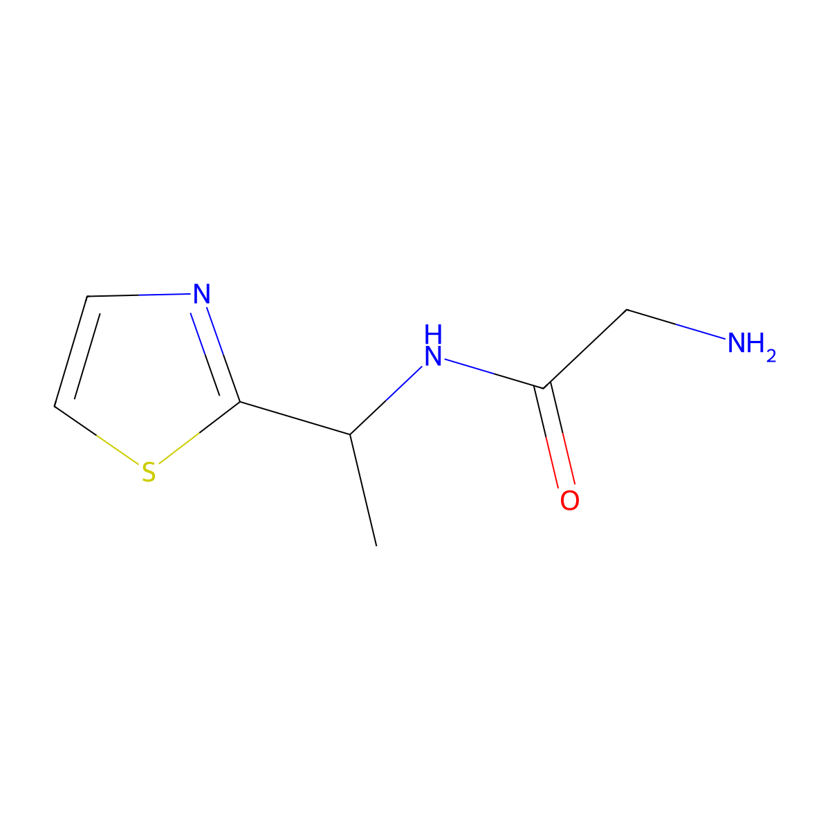 2-Amino-N-(1-thiazol-2-yl-ethyl)-acetamide molecular structure, CAS 1341098-63-2
