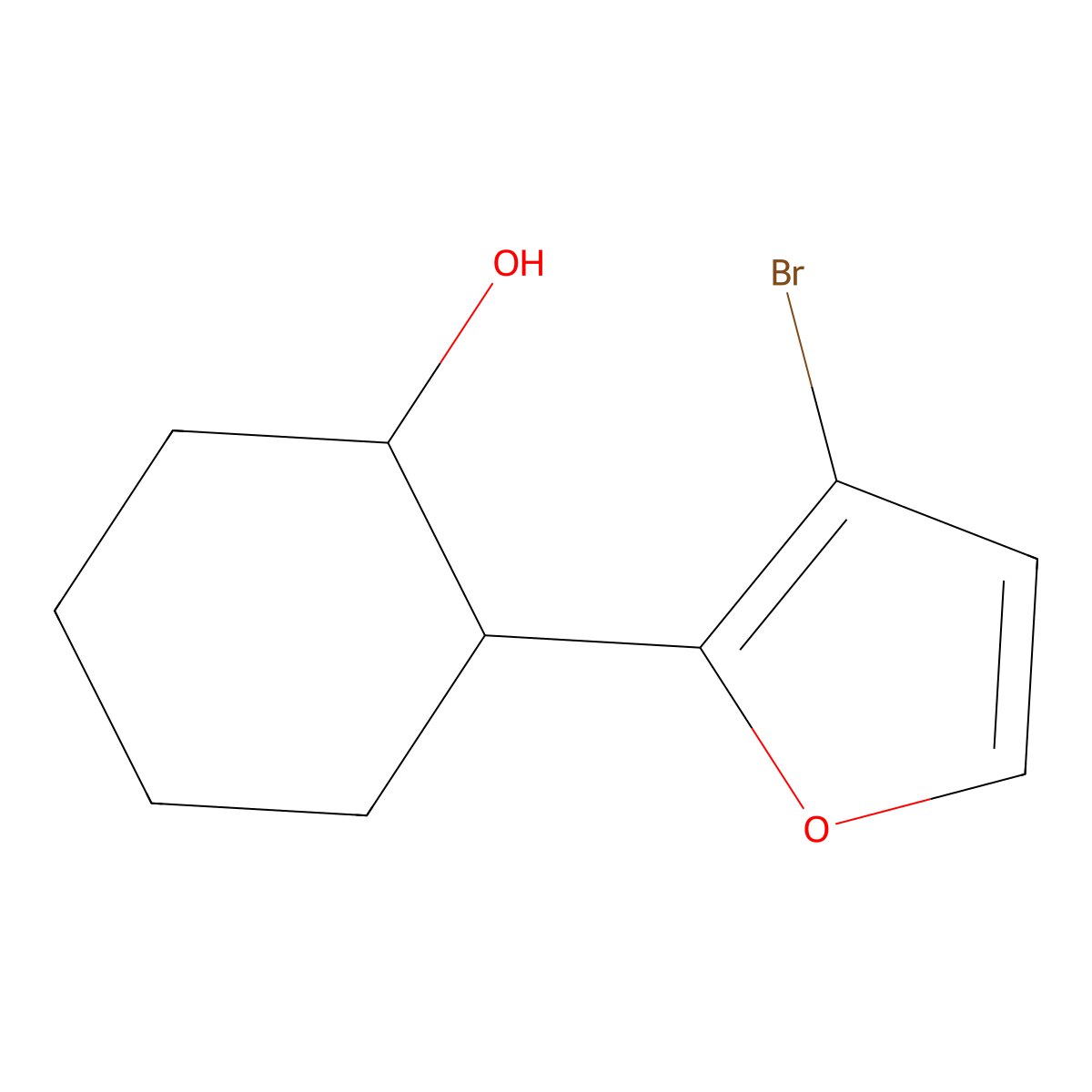 2-(3-Bromofuran-2-yl)cyclohexan-1-ol molecular structure, CAS 1341103-99-8
