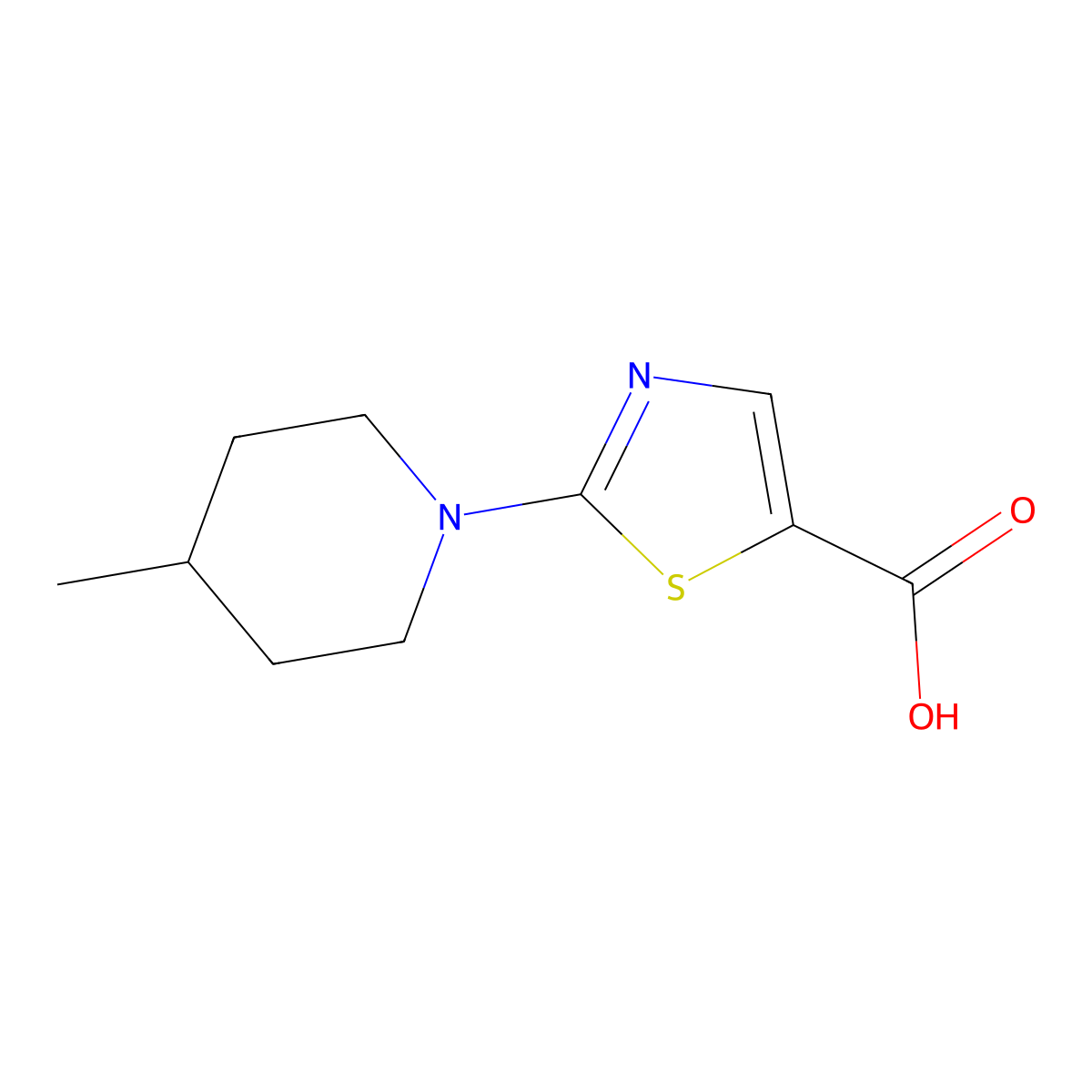 2-(4-Methylpiperidin-1-yl)-1,3-thiazole-5-carboxylic acid molecular structure, CAS 1341104-73-1