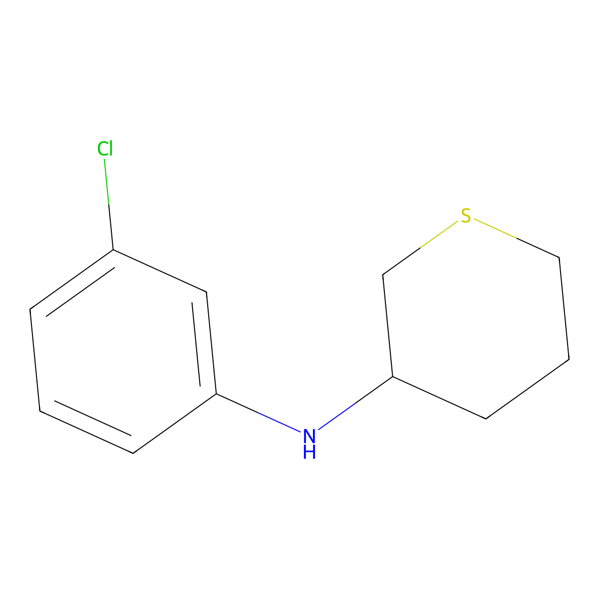 N-(3-chlorophenyl)thian-3-amine molecular structure, CAS 1341111-23-6
