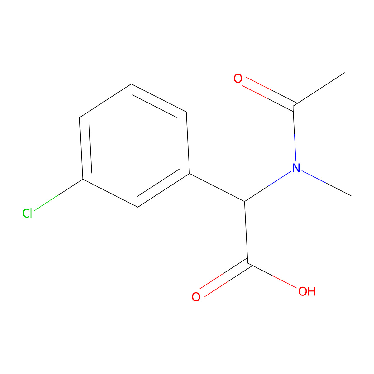 2-(3-chlorophenyl)-2-(N-methylacetamido)acetic acid molecular structure, CAS 1341111-25-8