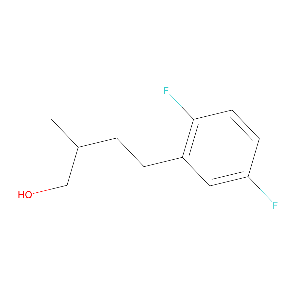 4-(2,5-Difluorophenyl)-2-methylbutan-1-ol molecular structure, CAS 1341116-23-1