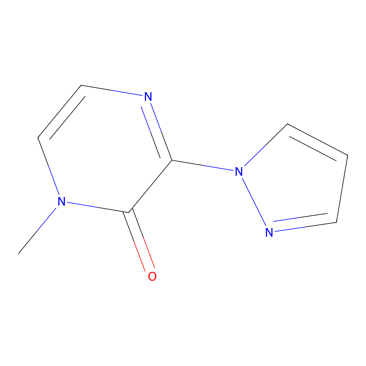 1-methyl-3-(1H-pyrazol-1-yl)-1,2-dihydropyrazin-2-one molecular structure, CAS 1341116-62-8
