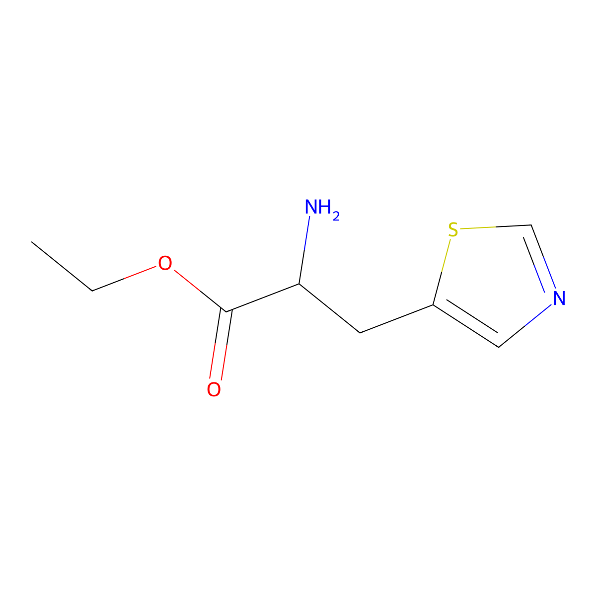 Ethyl 2-amino-3-(thiazol-5-yl)propanoate molecular structure, CAS 1341116-77-5