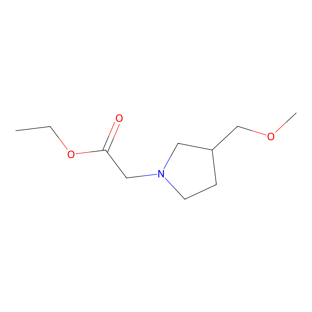 Ethyl 2-(3-(methoxymethyl)pyrrolidin-1-yl)acetate molecular structure, CAS 1341118-74-8