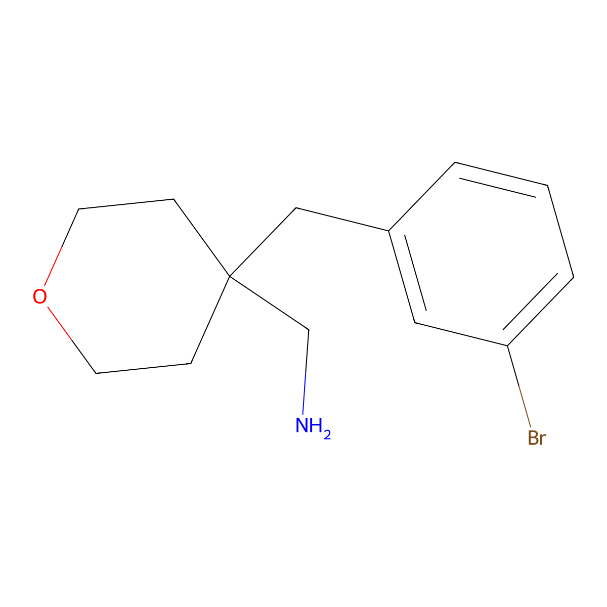 4-[(3-Bromophenyl)methyl]oxan-4-ylmethanamine molecular structure, CAS 1341121-00-3