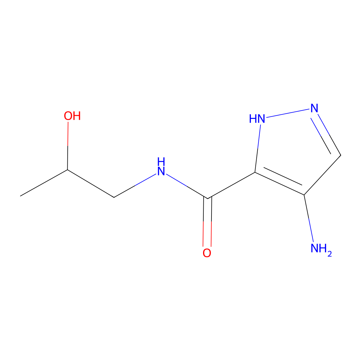 4-amino-N-(2-hydroxypropyl)-1H-pyrazole-5-carboxamide molecular structure, CAS 1341121-84-3