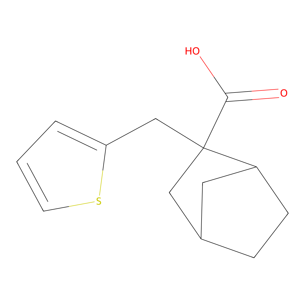 2-(Thiophen-2-ylmethyl)bicyclo[2.2.1]heptane-2-carboxylic acid molecular structure, CAS 1341128-94-6