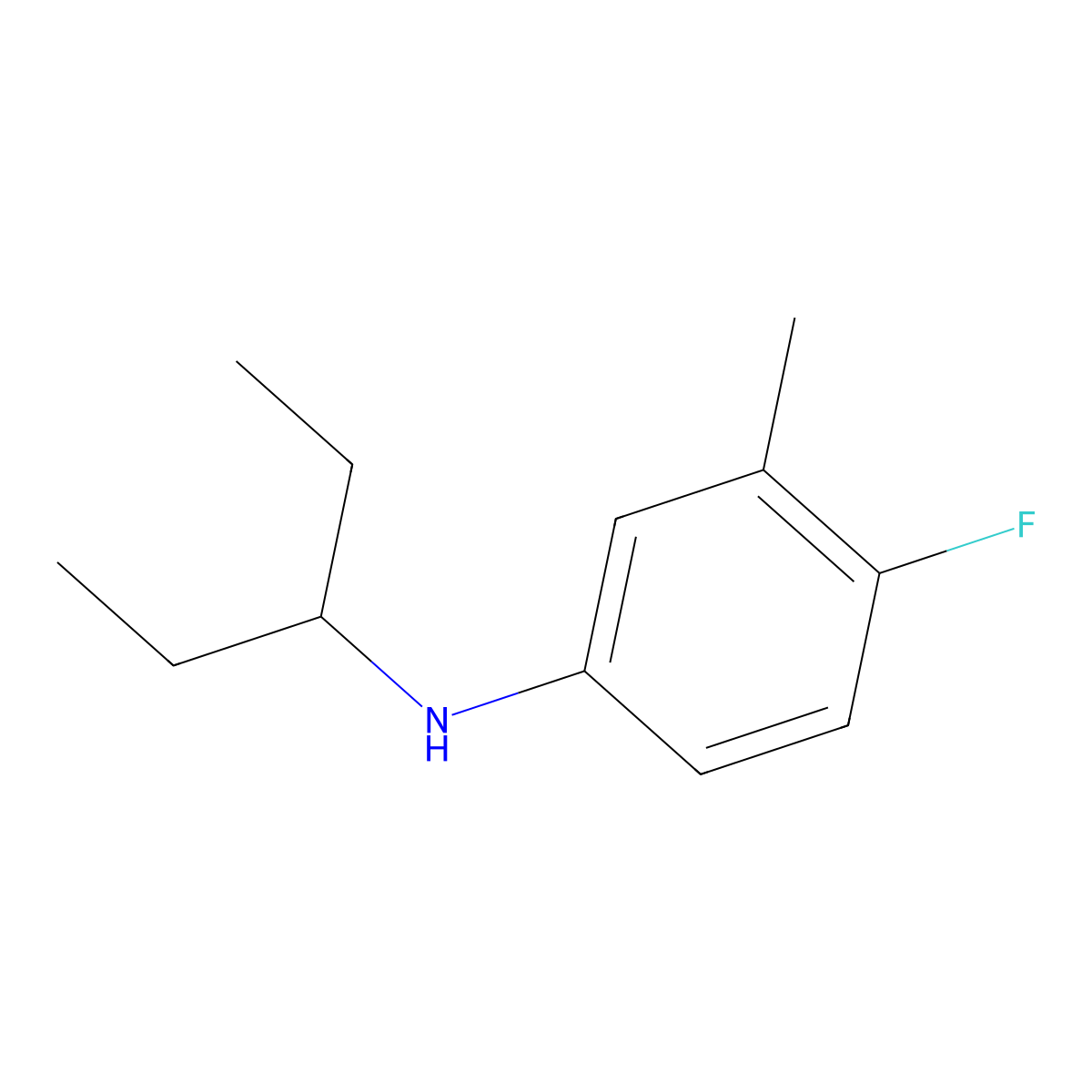 4-fluoro-3-methyl-N-(pentan-3-yl)aniline molecular structure, CAS 1341131-72-3