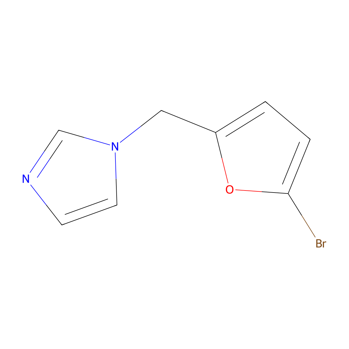 1-((5-bromofuran-2-yl)methyl)-1H-imidazole molecular structure, CAS 1341132-37-3