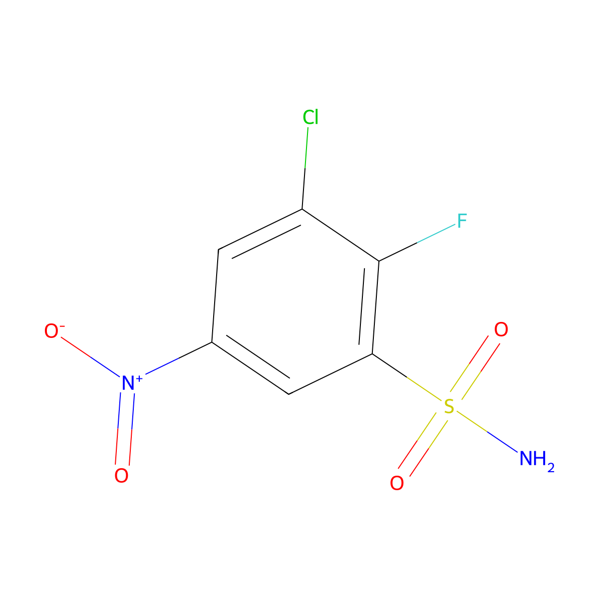 3-Chloro-2-fluoro-5-nitrobenzene-1-sulfonamide molecular structure, CAS 1341136-92-2