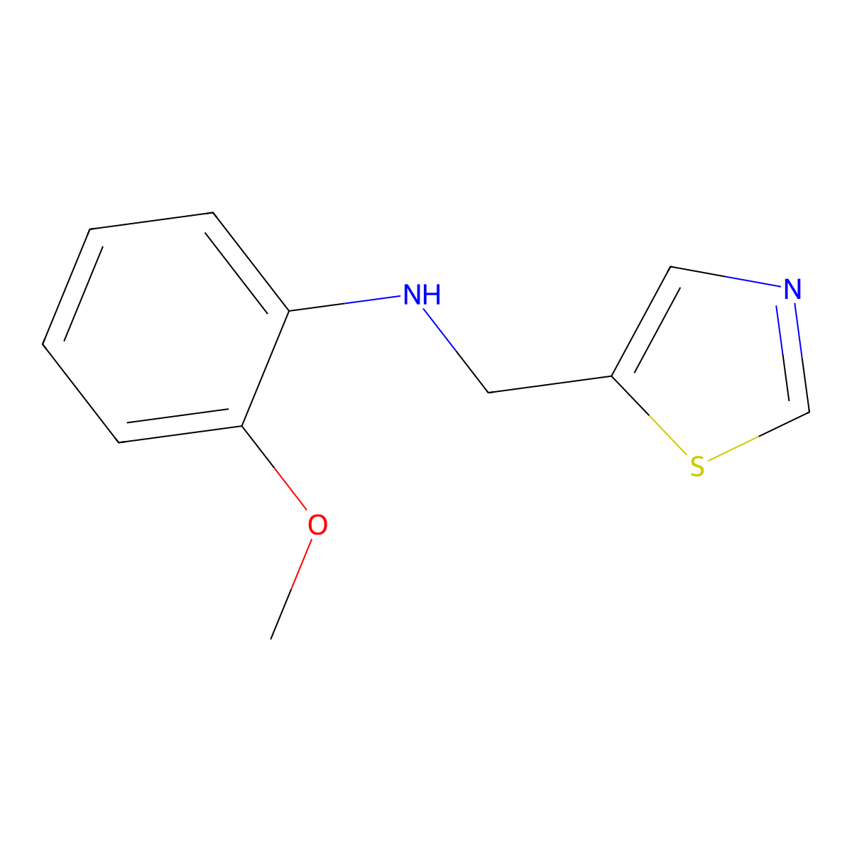2-Methoxy-N-(thiazol-5-ylmethyl)aniline molecular structure, CAS 1341140-14-4
