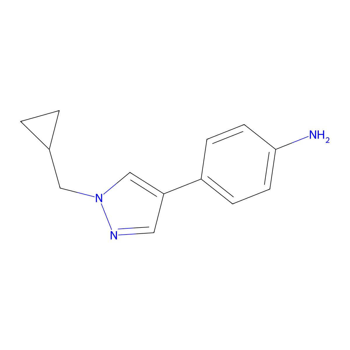 4-(1-Cyclopropylmethyl-1H-pyrazol-4-yl)-phenylamine molecular structure, CAS 1341146-62-0