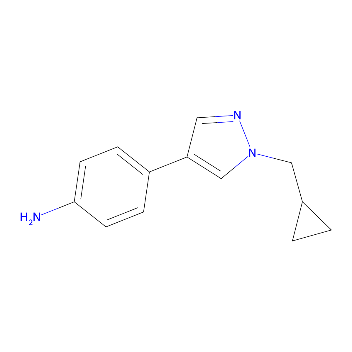 4-(1-Cyclopropylmethyl-1H-pyrazol-4-yl)-phenylamine molecular structure, CAS 1341146-62-0