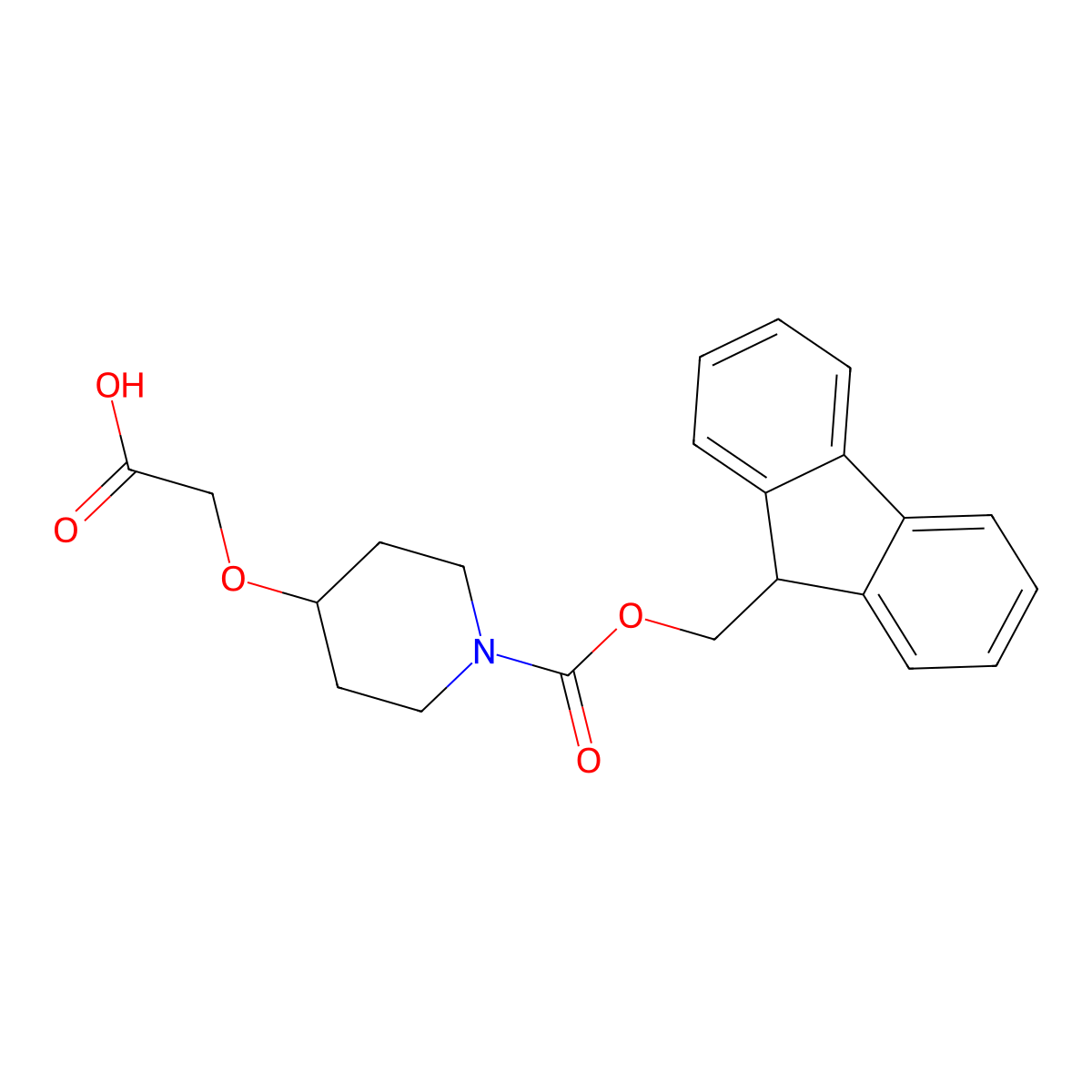 2-({1-[(9H-fluoren-9-ylmethoxy)carbonyl]piperidin-4-yl}oxy)acetic acid molecular structure, CAS 1341147-06-5