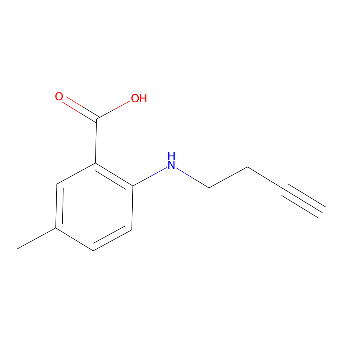 2-[(But-3-yn-1-yl)amino]-5-methylbenzoic acid molecular structure, CAS 1341148-84-2