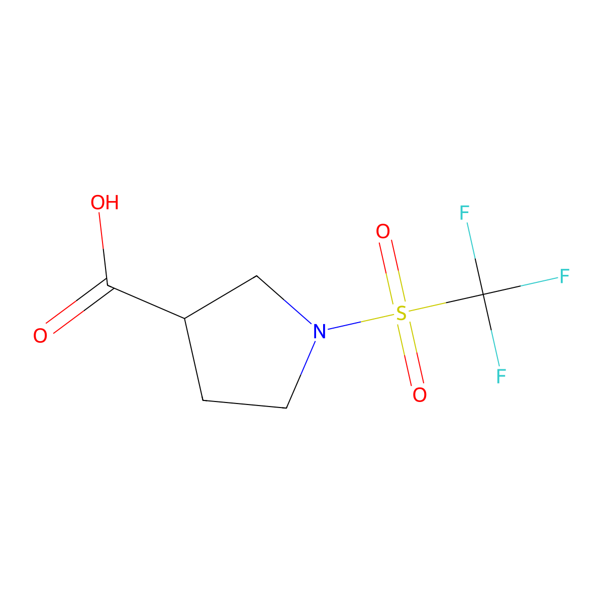 1-Trifluoromethanesulfonylpyrrolidine-3-carboxylic acid molecular structure, CAS 1341150-04-6