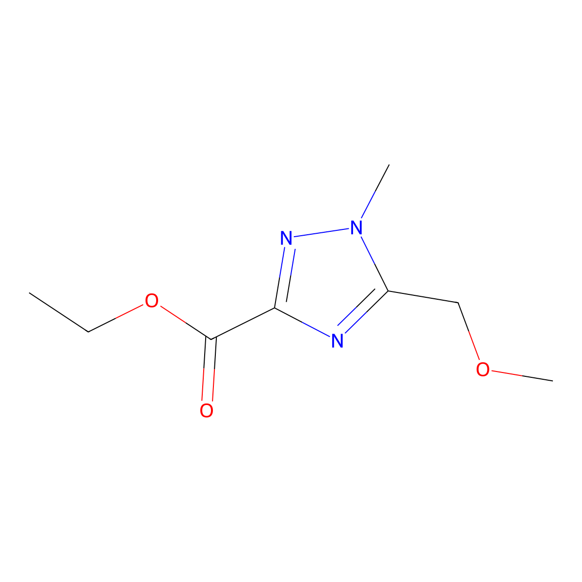 ethyl 5-(methoxymethyl)-1-methyl-1H-1,2,4-triazole-3-carboxylate molecular structure, CAS 1341152-81-5