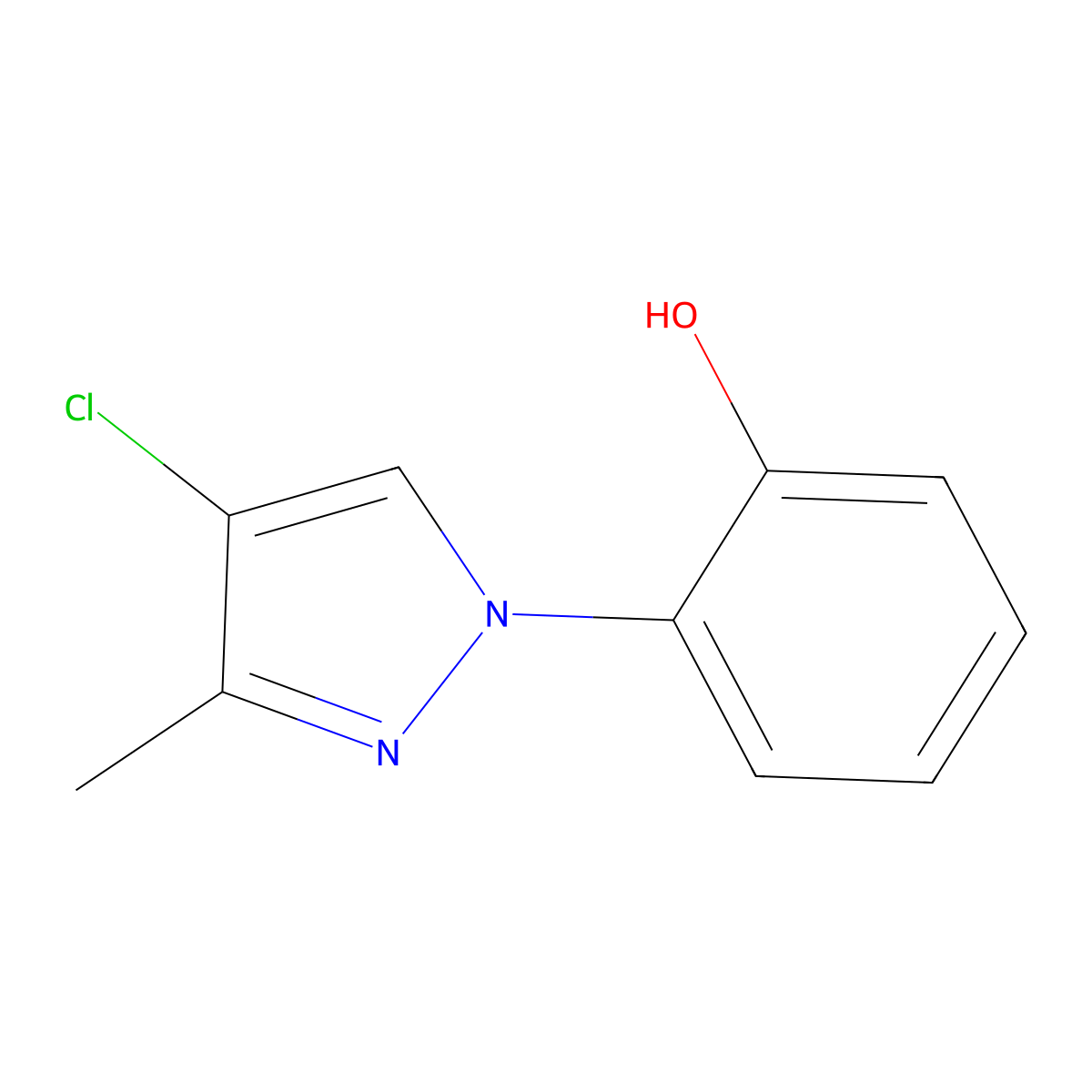 2-(4-chloro-3-methyl-1H-pyrazol-1-yl)phenol molecular structure, CAS 1341155-23-4