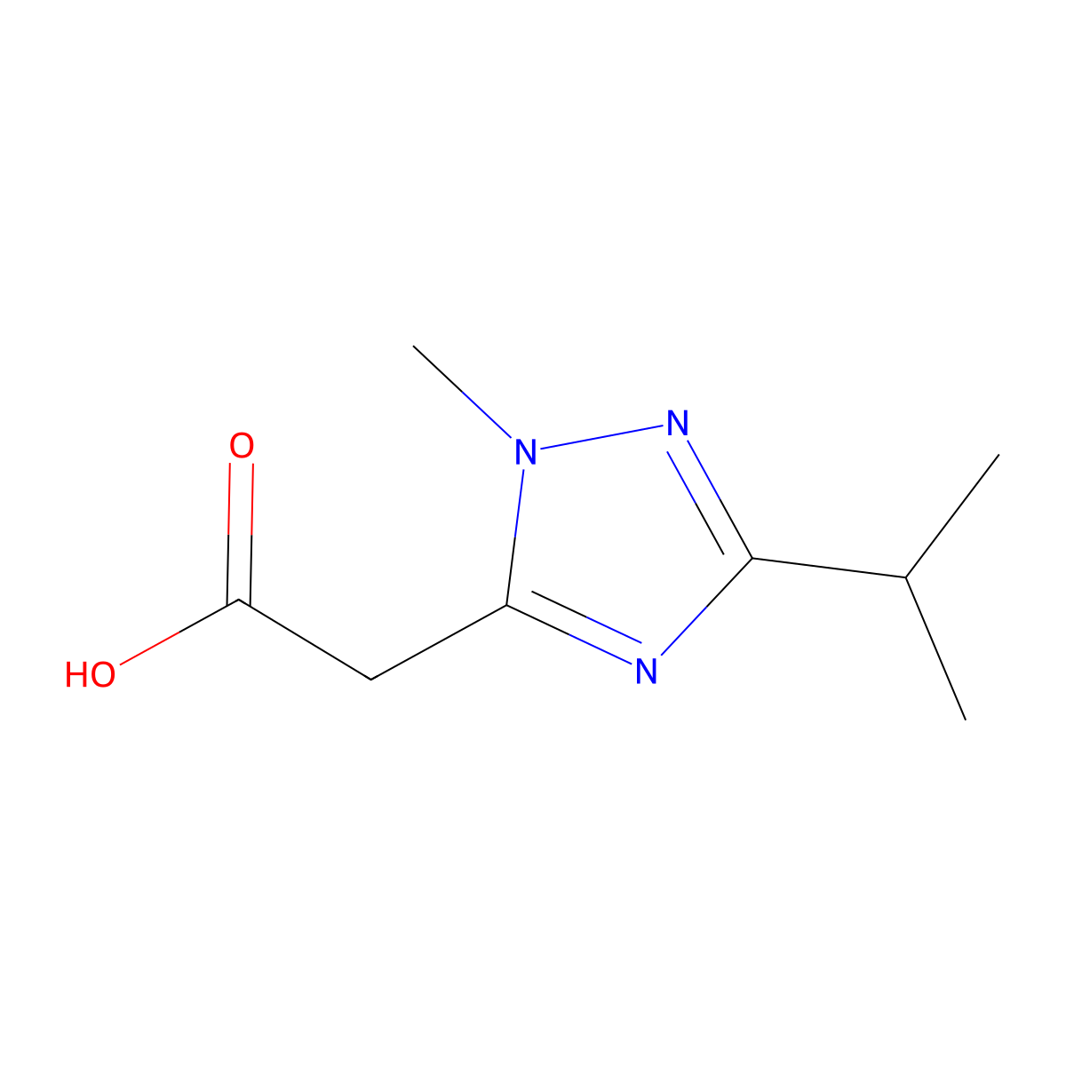 2-(3-isopropyl-1-methyl-1H-1,2,4-triazol-5-yl)acetic acid molecular structure, CAS 1341160-14-2