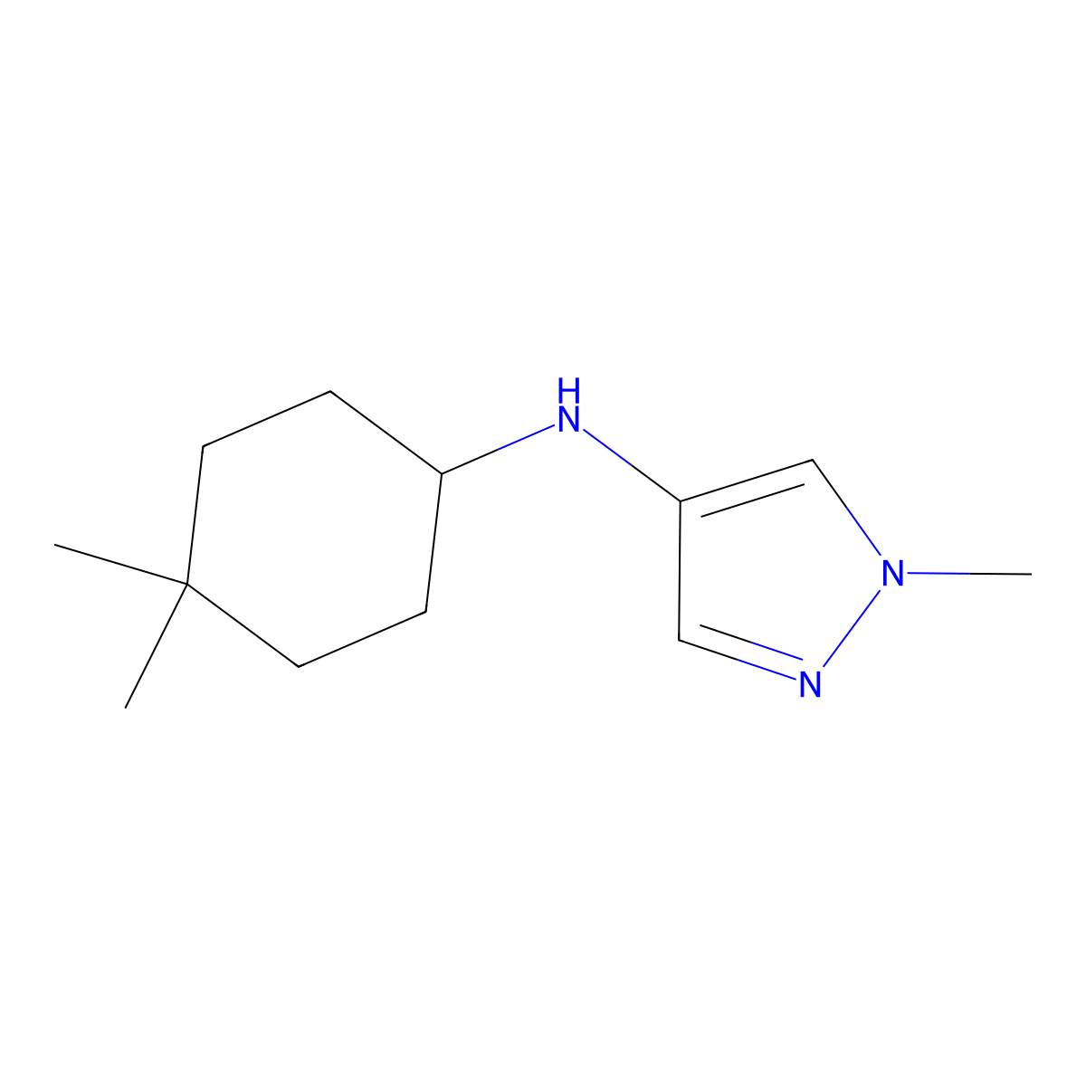 N-(4,4-Dimethylcyclohexyl)-1-methyl-1H-pyrazol-4-amine molecular structure, CAS 1341161-28-1
