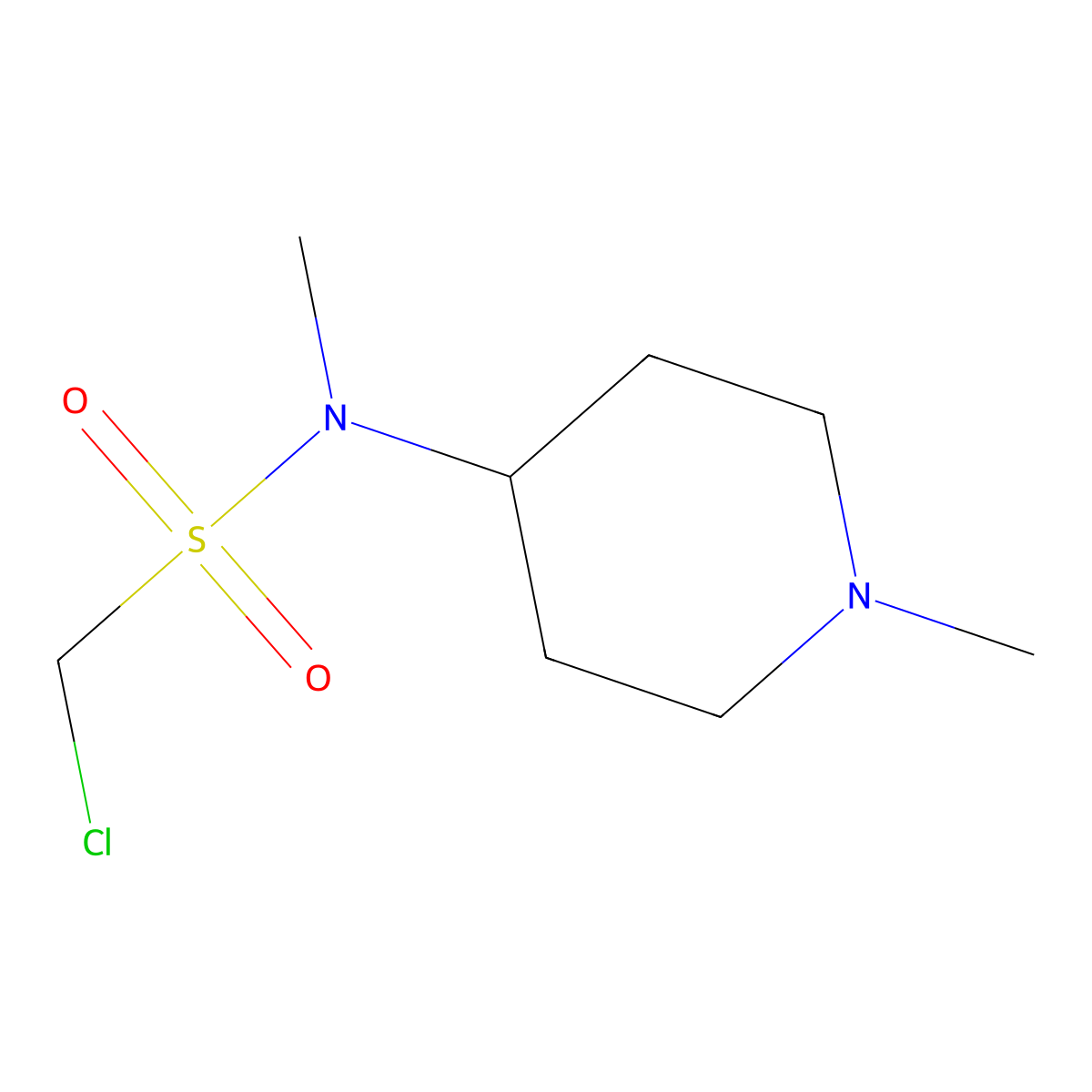 1-chloro-N-methyl-N-(1-methylpiperidin-4-yl)methanesulfonamide molecular structure, CAS 1341163-88-9