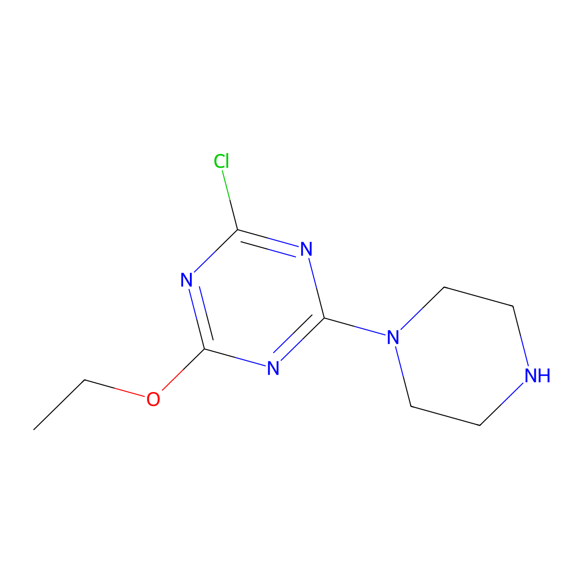2-Chloro-4-ethoxy-6-(piperazin-1-yl)-1,3,5-triazine molecular structure, CAS 1341163-95-8