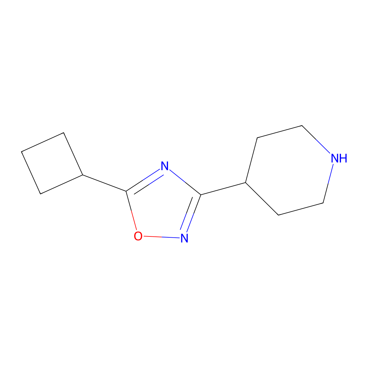 4-(5-Cyclobutyl-1,2,4-oxadiazol-3-yl)piperidine molecular structure, CAS 1341168-05-5