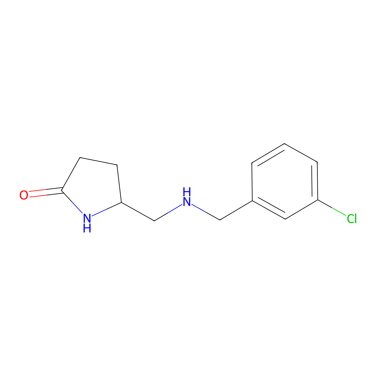 5-({[(3-Chlorophenyl)methyl]amino}methyl)pyrrolidin-2-one molecular structure, CAS 1341170-46-4
