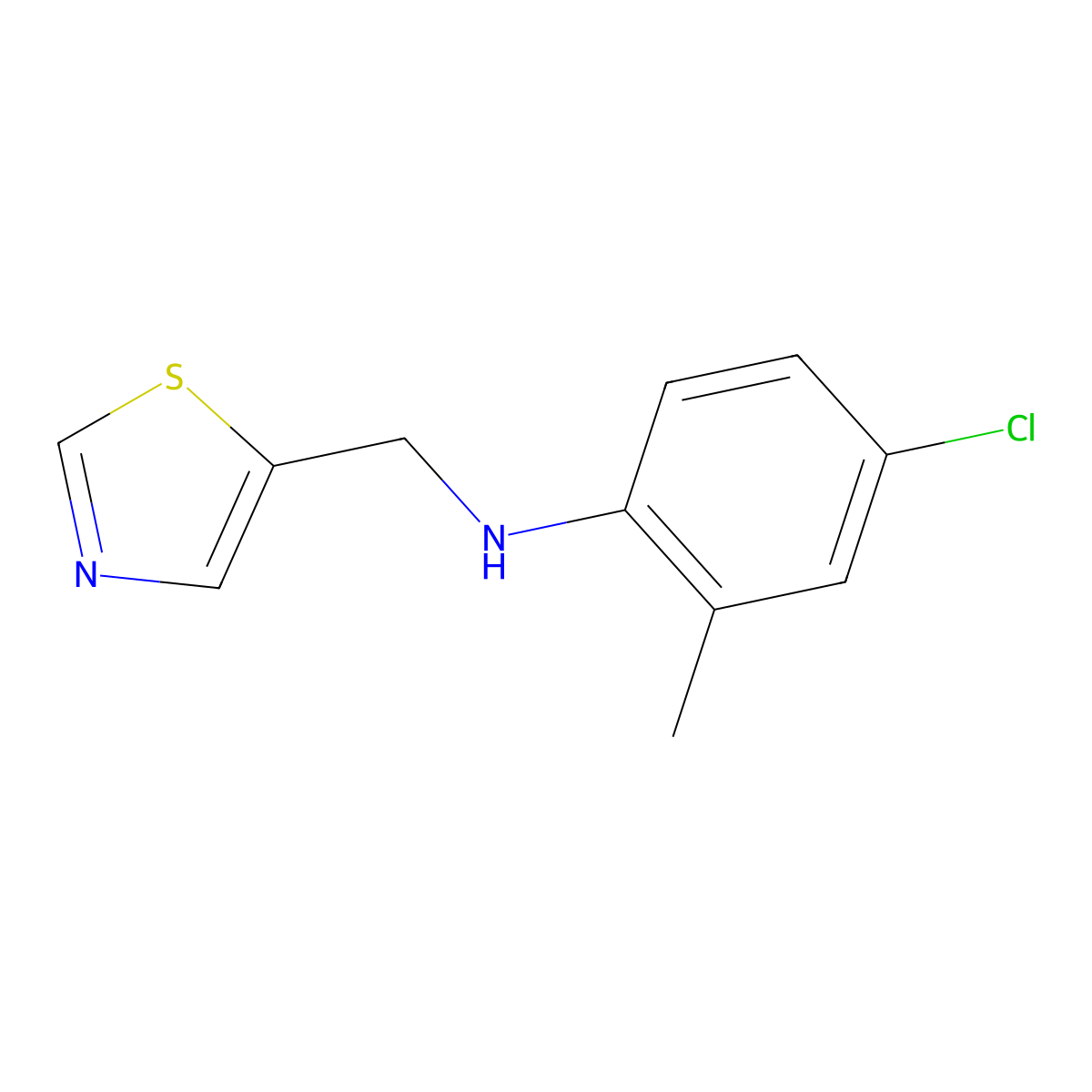 4-chloro-2-methyl-N-[(1,3-thiazol-5-yl)methyl]aniline molecular structure, CAS 1341170-78-2