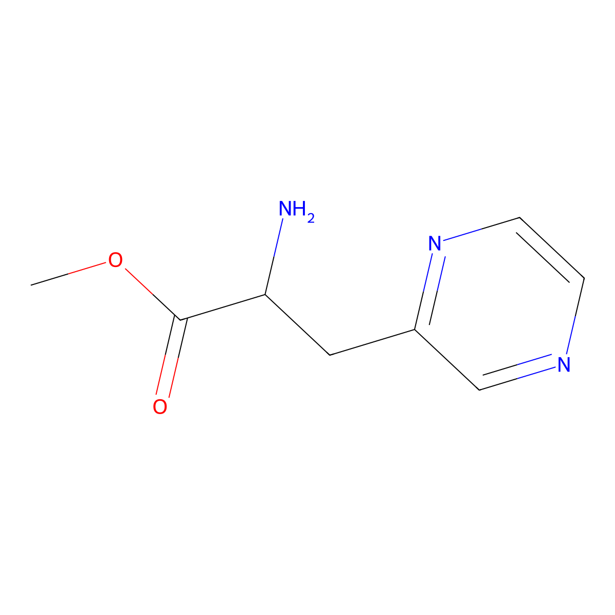 Methyl 2-amino-3-(pyrazin-2-yl)propanoate molecular structure, CAS 1341172-23-3