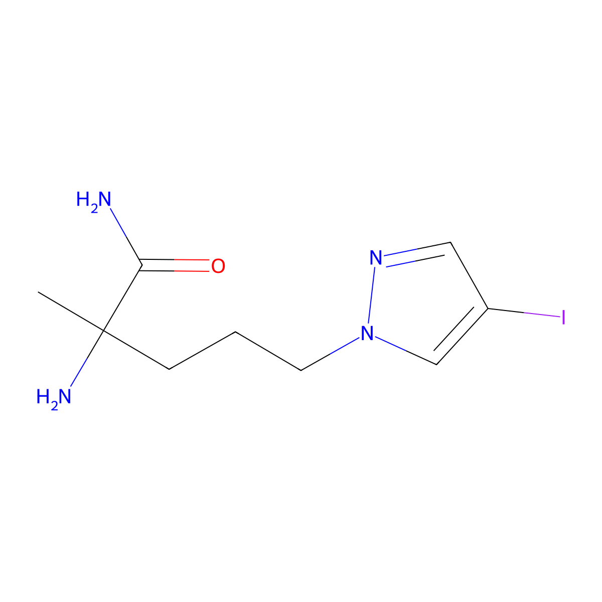 2-Amino-5-(4-iodo-1h-pyrazol-1-yl)-2-methylpentanamide molecular structure, CAS 1341174-49-9