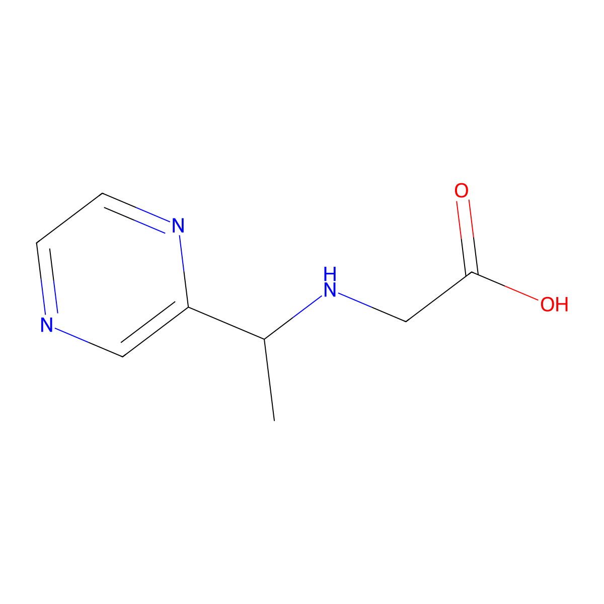(1-Pyrazin-2-yl-ethylamino)-acetic acid molecular structure, CAS 1341175-31-2