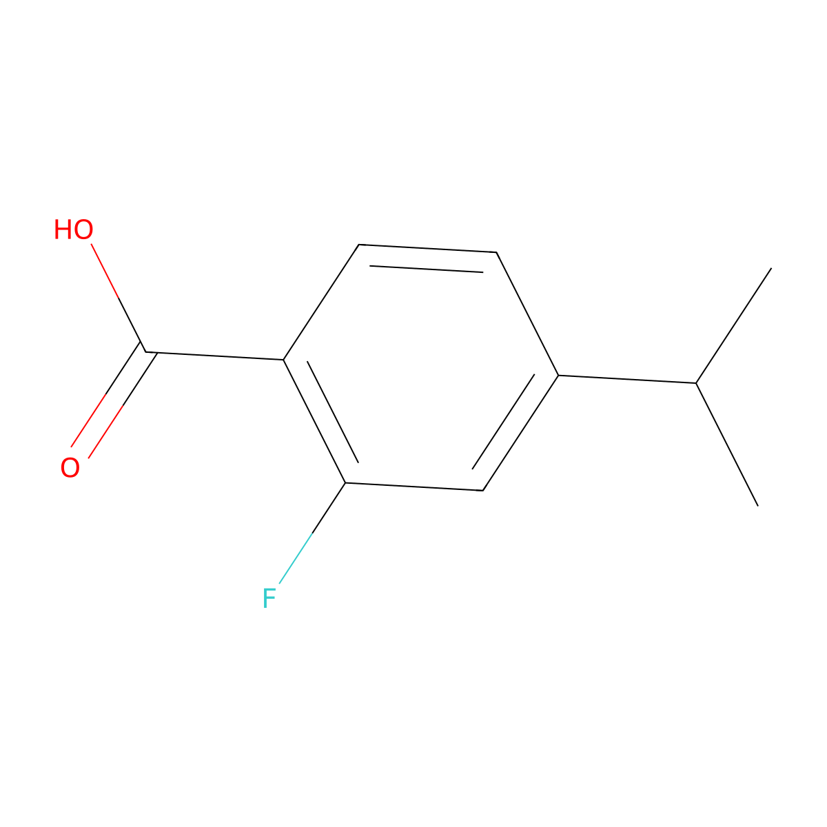 2-Fluoro-4-(propan-2-yl)benzoic acid molecular structure, CAS 1341179-82-5