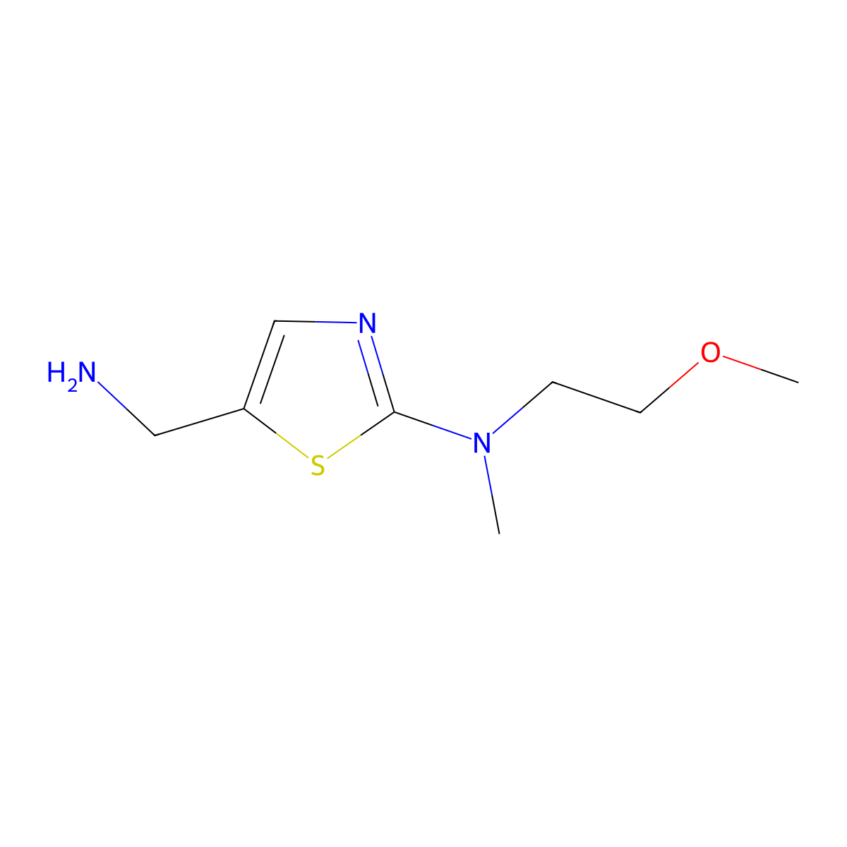 5-(Aminomethyl)-N-(2-methoxyethyl)-N-methylthiazol-2-amine molecular structure, CAS 1341181-59-6