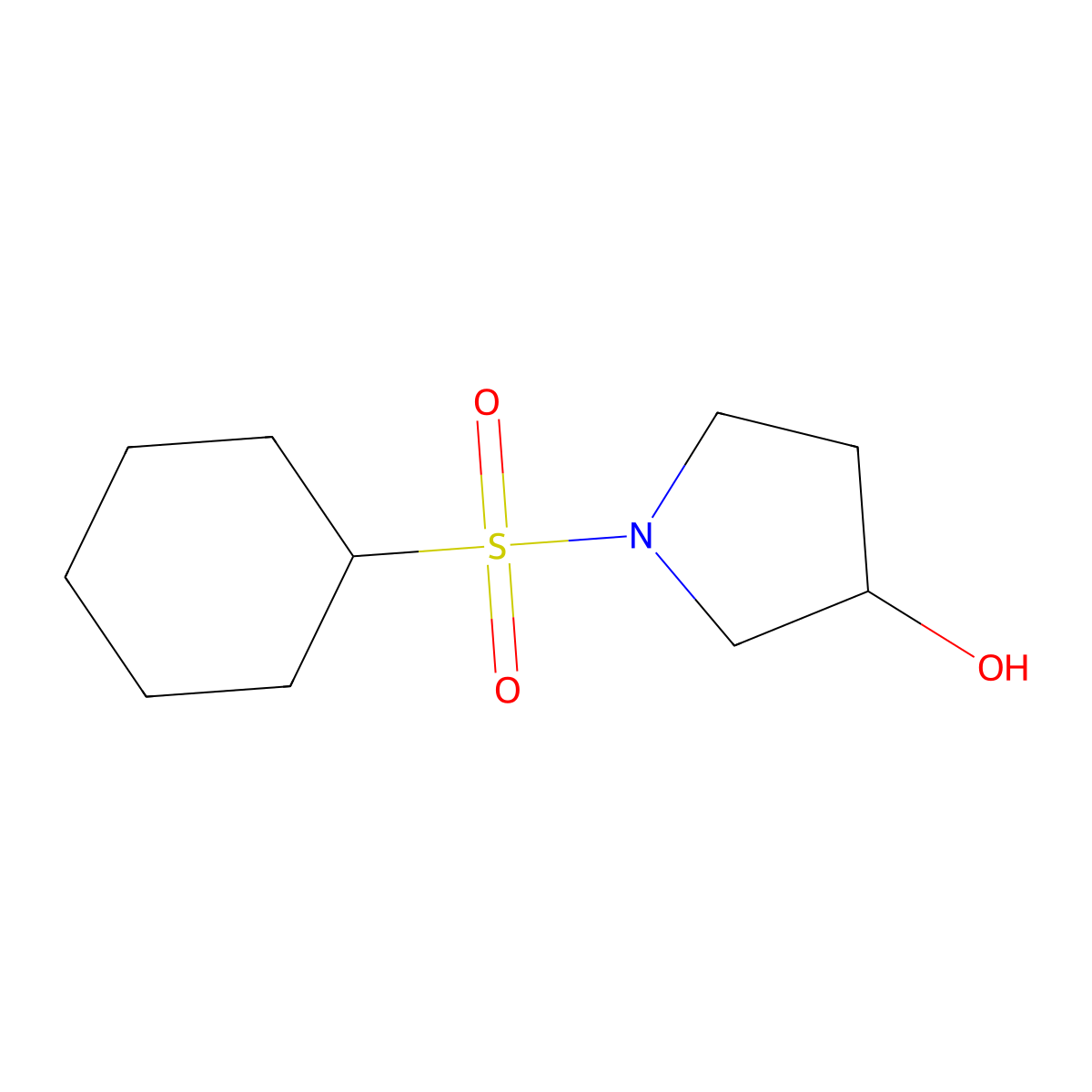 1-(Cyclohexanesulfonyl)pyrrolidin-3-ol molecular structure, CAS 1341185-82-7