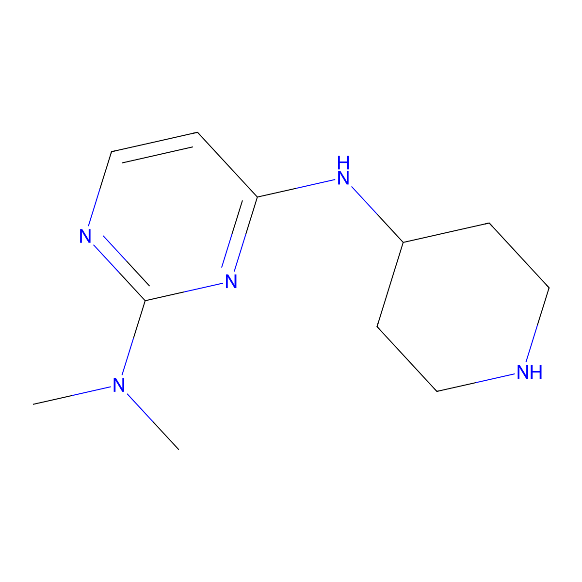 N2,N2-dimethyl-N4-(piperidin-4-yl)pyrimidine-2,4-diamine molecular structure, CAS 1341193-80-3