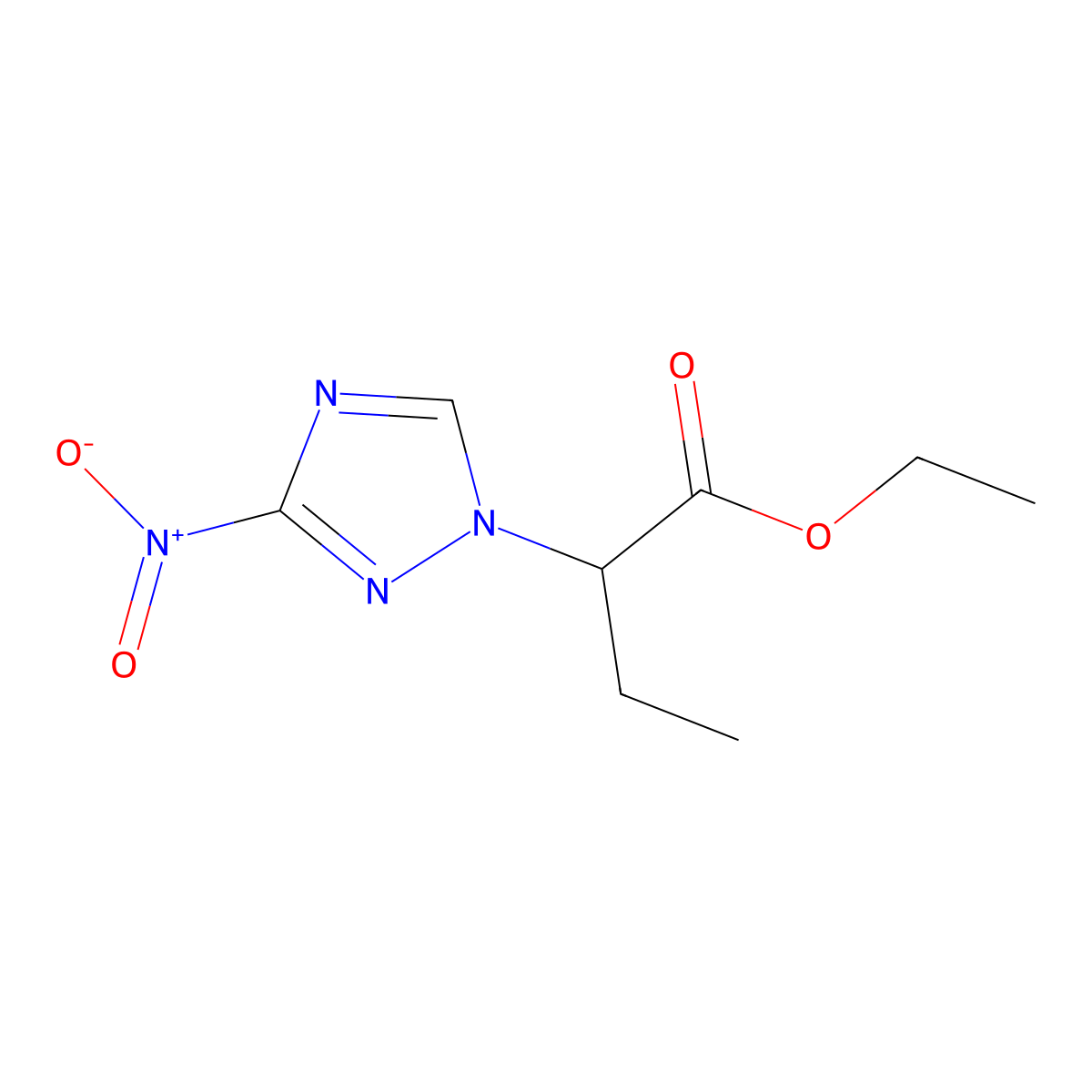 ethyl 2-(3-nitro-1H-1,2,4-triazol-1-yl)butanoate molecular structure, CAS 1341199-88-9