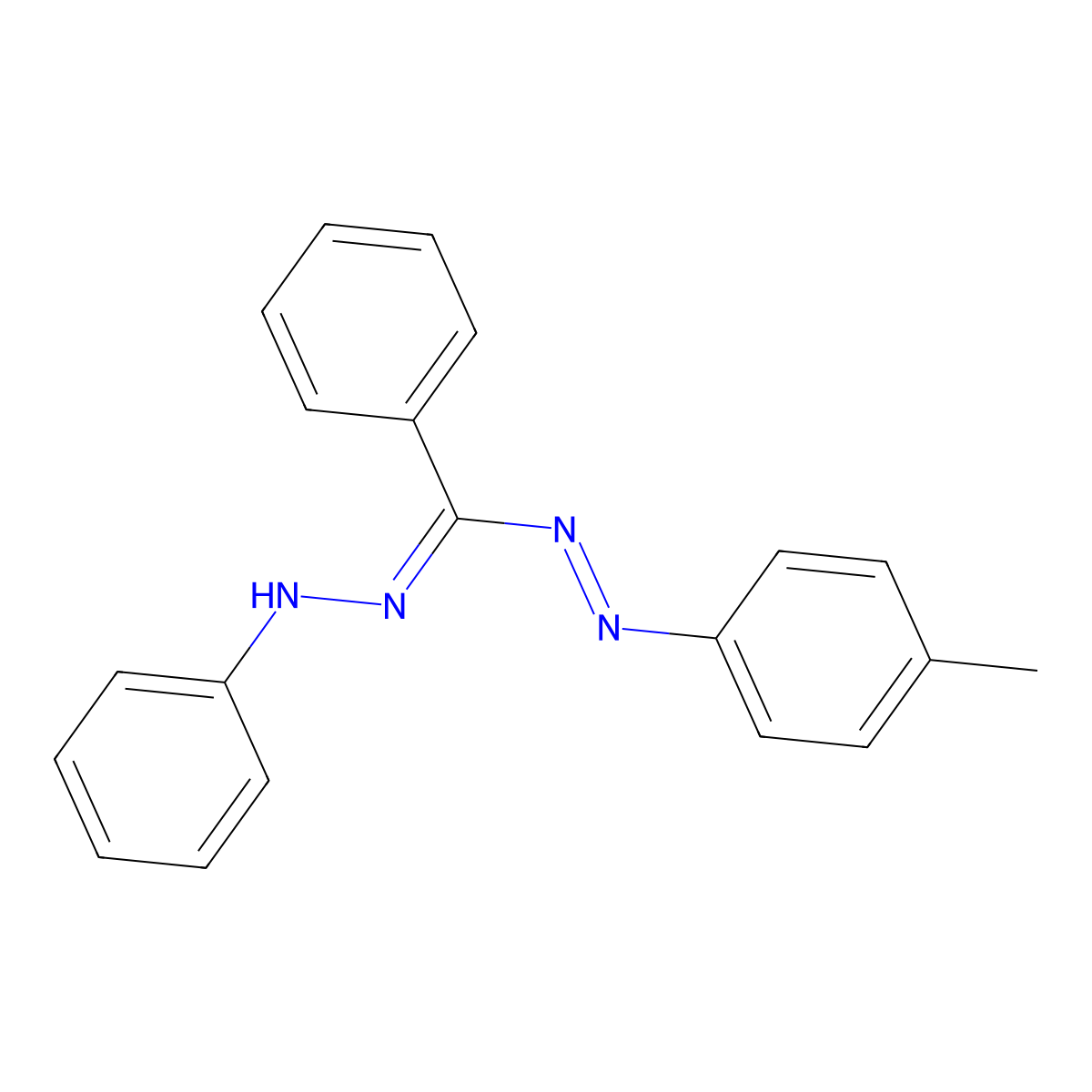 3,5-Diphenyl-1-(p-tolyl)formazan molecular structure, CAS 13412-07-2