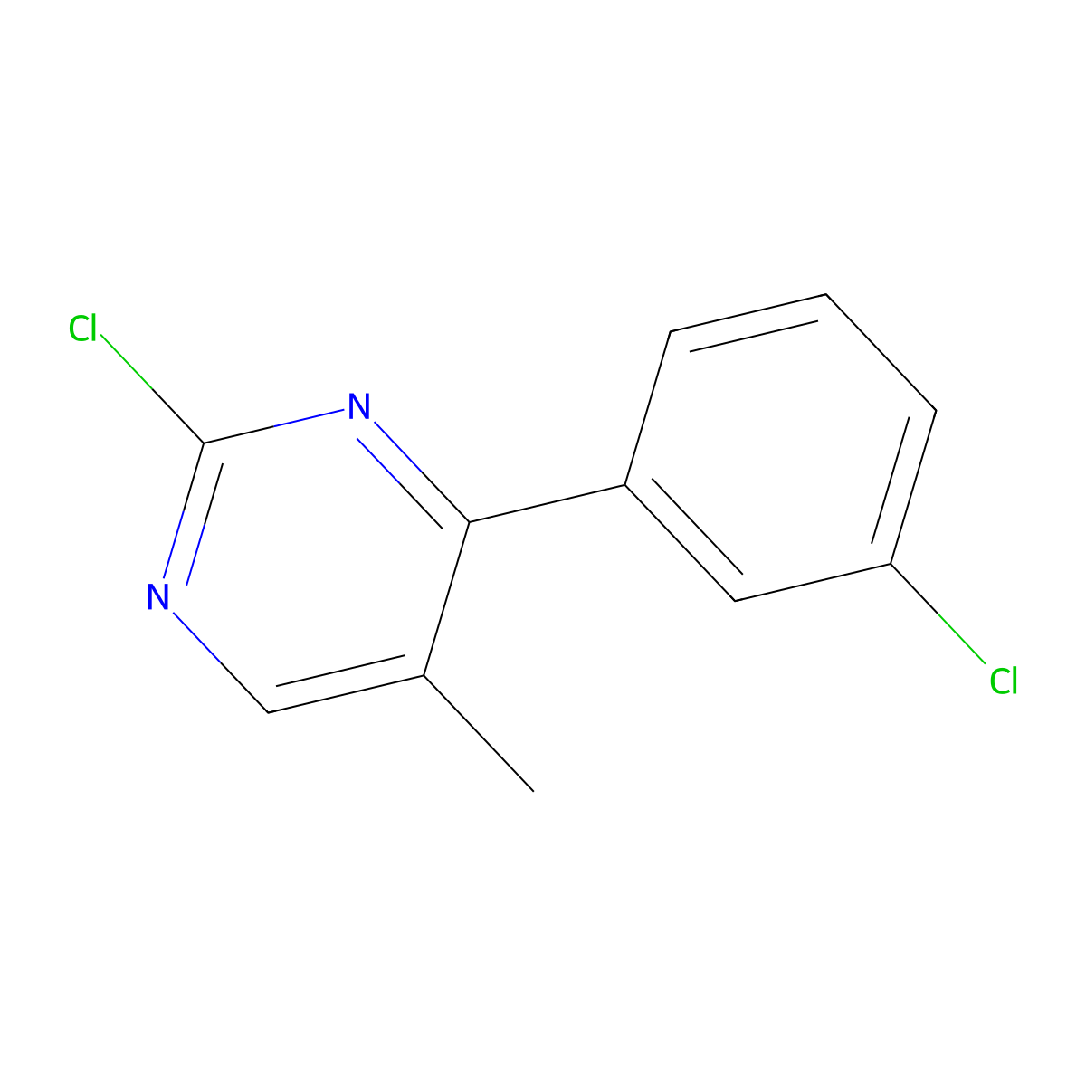2-Chloro-4-(3-chlorophenyl)-5-methylpyrimidine molecular structure, CAS 1341200-64-3