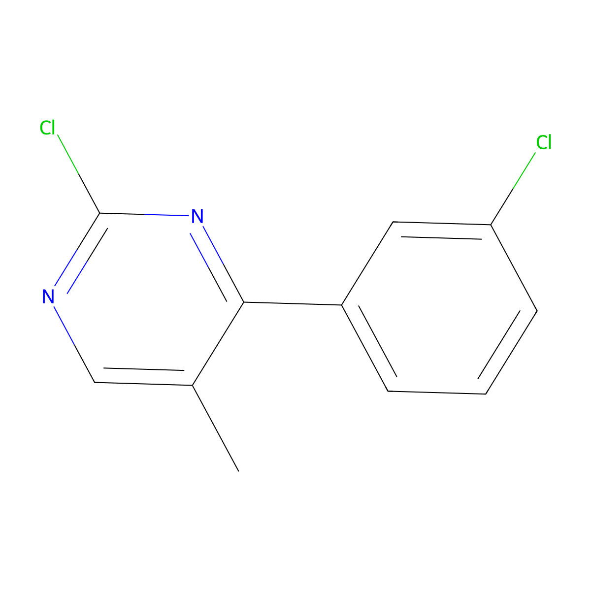 2-Chloro-4-(3-chlorophenyl)-5-methylpyrimidine molecular structure, CAS 1341200-64-3