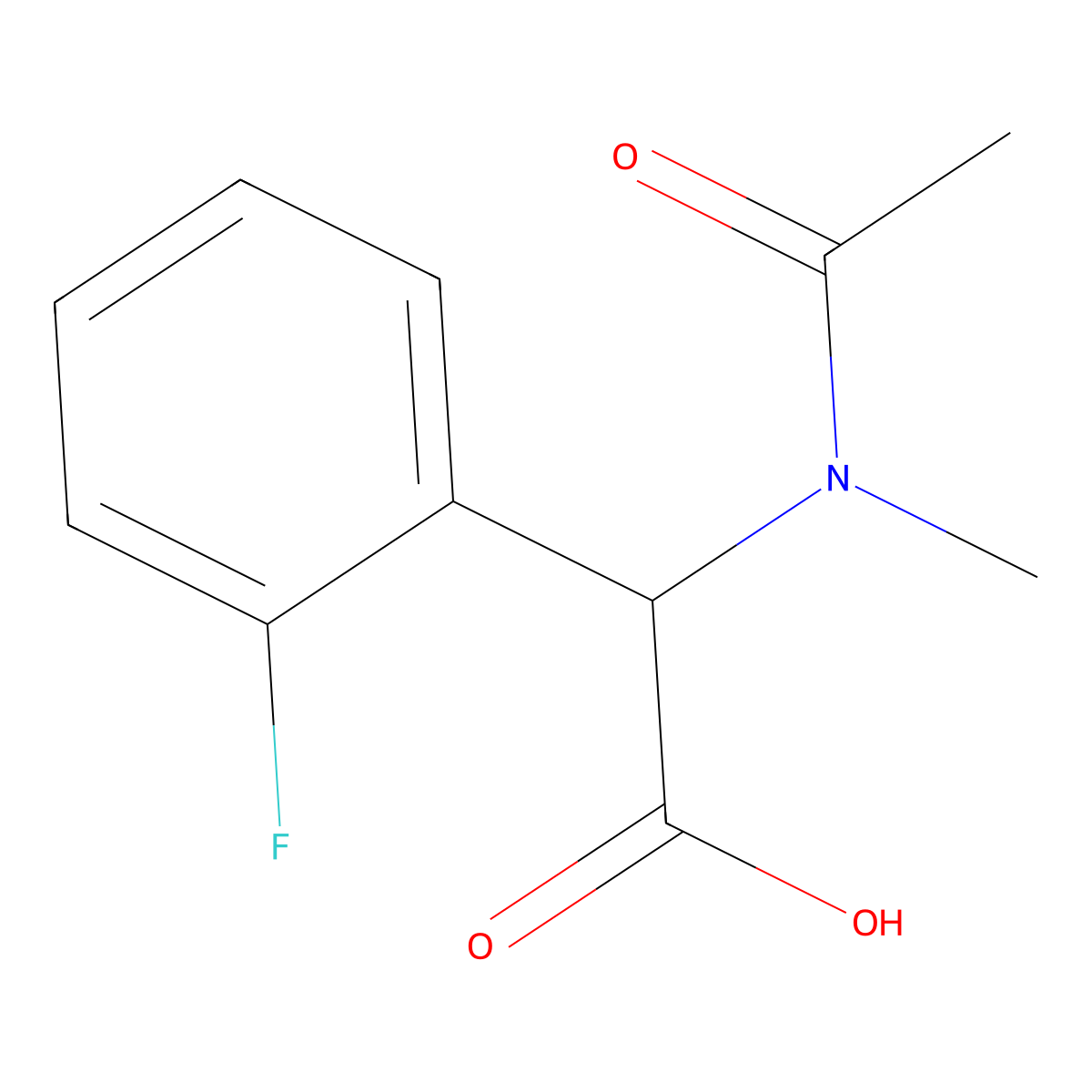 2-(2-fluorophenyl)-2-(N-methylacetamido)acetic acid molecular structure, CAS 1341206-91-4