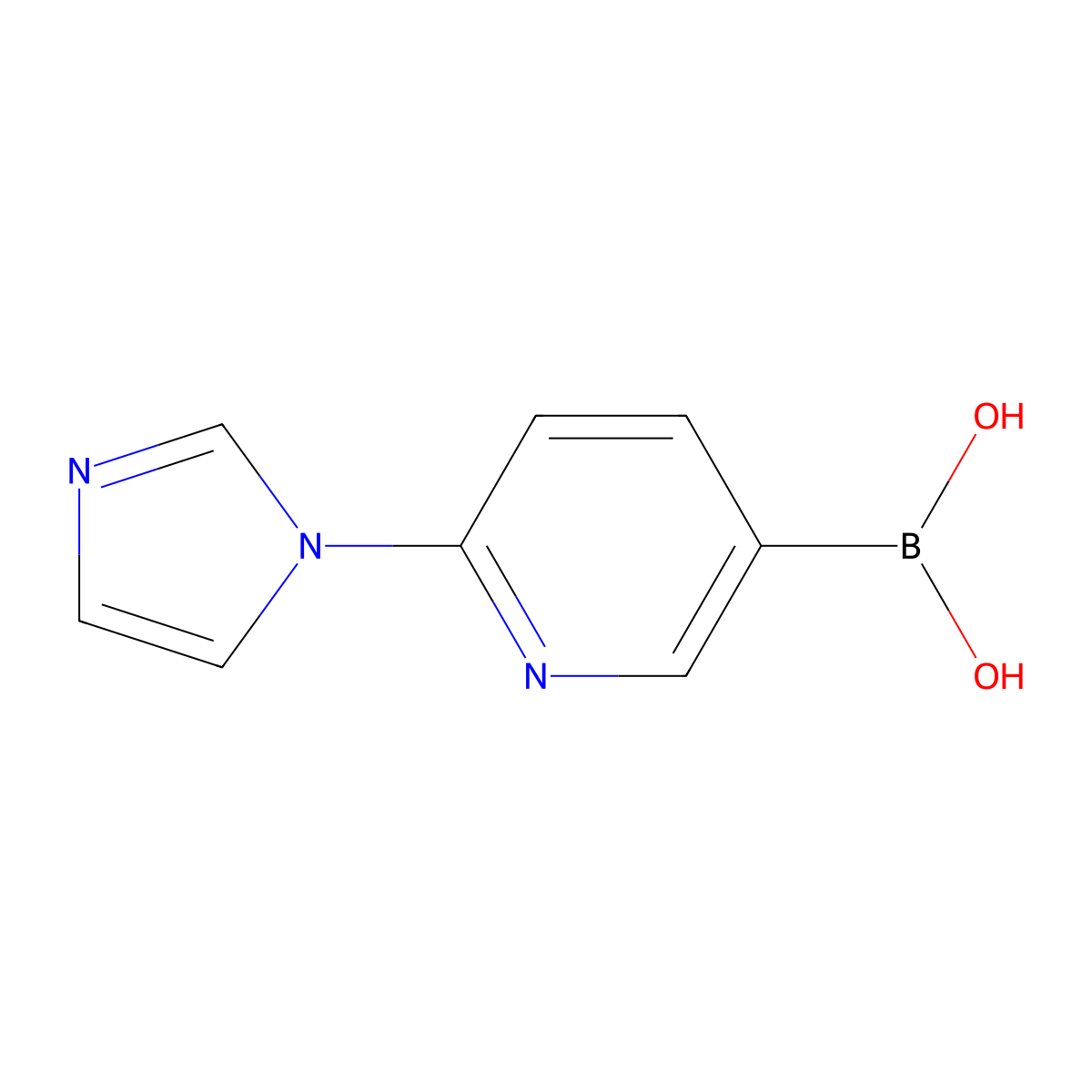 (6-Imidazol-1-yl-3-pyridinyl)boronic acid molecular structure, CAS 1341209-38-8
